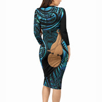 Kotiate New Zealand Long Sleeve Bodycon Dress Maori Weapon Paua Shell Haka Fern LT14 - Polynesian Pride