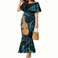 Kotiate New Zealand Mermaid Dress Maori Weapon Paua Shell Haka Fern LT14 Women Turquoise - Polynesian Pride