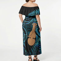 Kotiate New Zealand Off Shoulder Maxi Dress Maori Weapon Paua Shell Haka Fern LT14 - Polynesian Pride