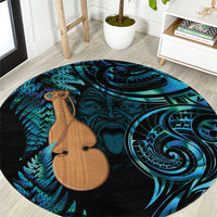 Kotiate New Zealand Round Carpet Maori Weapon Paua Shell Haka Fern