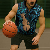 Kotiate New Zealand Sleeveless Zip Hoodie Maori Weapon Paua Shell Haka Fern