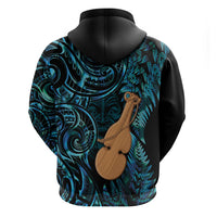 Kotiate New Zealand Zip Hoodie Maori Weapon Paua Shell Haka Fern