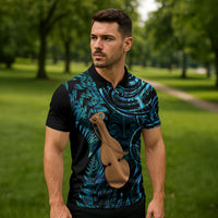 Kotiate New Zealand Zipper Polo Shirt Maori Weapon Paua Shell Haka Fern LT14 - Polynesian Pride