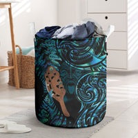 Maripi New Zealand Laundry Basket Maori Weapon Paua Shell Haka Fern
