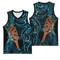 Maripi New Zealand Basketball Jersey Maori Weapon Paua Shell Haka Fern