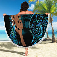 Maripi New Zealand Beach Blanket Maori Weapon Paua Shell Haka Fern