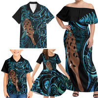Maripi New Zealand Family Matching Off Shoulder Maxi Dress and Hawaiian Shirt Maori Weapon Paua Shell Haka Fern LT14 - Polynesian Pride