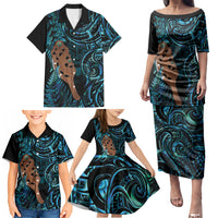 Maripi New Zealand Family Matching Puletasi and Hawaiian Shirt Maori Weapon Paua Shell Haka Fern LT14 - Polynesian Pride