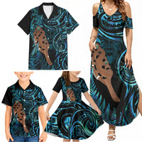 Maripi New Zealand Family Matching Summer Maxi Dress and Hawaiian Shirt Maori Weapon Paua Shell Haka Fern LT14 - Polynesian Pride