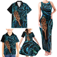 Maripi New Zealand Family Matching Tank Maxi Dress and Hawaiian Shirt Maori Weapon Paua Shell Haka Fern