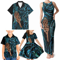 Maripi New Zealand Family Matching Tank Maxi Dress and Hawaiian Shirt Maori Weapon Paua Shell Haka Fern LT14 - Polynesian Pride