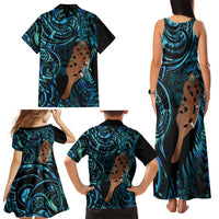 Maripi New Zealand Family Matching Tank Maxi Dress and Hawaiian Shirt Maori Weapon Paua Shell Haka Fern