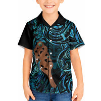 Maripi New Zealand Kid Hawaiian Shirt Maori Weapon Paua Shell Haka Fern LT14 Kid Turquoise - Polynesian Pride