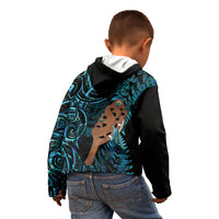 Maripi New Zealand Kid Hoodie Maori Weapon Paua Shell Haka Fern