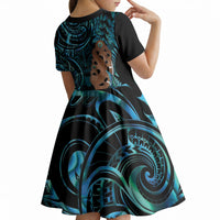 Maripi New Zealand Kid Short Sleeve Dress Maori Weapon Paua Shell Haka Fern LT14 - Polynesian Pride