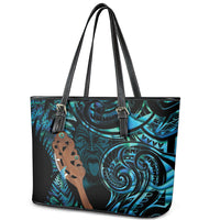 Maripi New Zealand Leather Tote Bag Maori Weapon Paua Shell Haka Fern