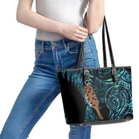 Maripi New Zealand Leather Tote Bag Maori Weapon Paua Shell Haka Fern