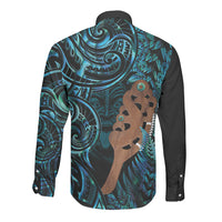 Maripi New Zealand Long Sleeve Button Shirt Maori Weapon Paua Shell Haka Fern LT14 - Polynesian Pride