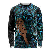 Maripi New Zealand Long Sleeve Shirt Maori Weapon Paua Shell Haka Fern