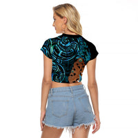 Maripi New Zealand Raglan Cropped T Shirt Maori Weapon Paua Shell Haka Fern