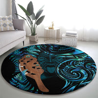 Maripi New Zealand Round Carpet Maori Weapon Paua Shell Haka Fern