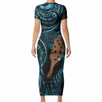 Maripi New Zealand Short Sleeve Bodycon Dress Maori Weapon Paua Shell Haka Fern LT14 - Polynesian Pride