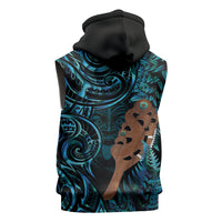 Maripi New Zealand Sleeveless Zip Hoodie Maori Weapon Paua Shell Haka Fern