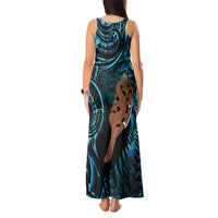 Maripi New Zealand Tank Maxi Dress Maori Weapon Paua Shell Haka Fern