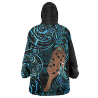 Maripi New Zealand Wearable Blanket Hoodie Maori Weapon Paua Shell Haka Fern