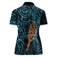 Maripi New Zealand Women Polo Shirt Maori Weapon Paua Shell Haka Fern