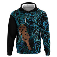 Maripi New Zealand Zip Hoodie Maori Weapon Paua Shell Haka Fern