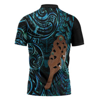Maripi New Zealand Zipper Polo Shirt Maori Weapon Paua Shell Haka Fern LT14 - Polynesian Pride