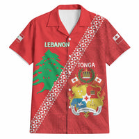 Tonga And Lebanon Hawaiian Shirt 2026 Together Half Style LT14 Red - Polynesian Pride