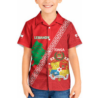 Tonga And Lebanon Kid Hawaiian Shirt 2026 Together Half Style LT14 Kid Red - Polynesian Pride