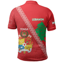 Tonga And Lebanon Polo Shirt 2026 Together Half Style LT14 - Polynesian Pride