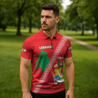 Tonga And Lebanon Zipper Polo Shirt 2026 Together Half Style LT14 - Polynesian Pride