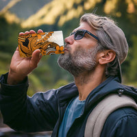 Hawaii 4 in 1 Can Cooler Tumbler Polynesian Shark Tattoo With Plumeria Orange Gradient