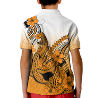 Hawaii Kid Polo Shirt Polynesian Shark Tattoo With Plumeria Orange Gradient LT14 - Polynesian Pride
