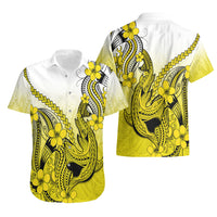 Hawaii Hawaiian Shirt Polynesian Shark Tattoo With Plumeria Yellow Gradient LT14 - Polynesian Pride