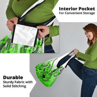 Green Gradient Hawaii Grocery Bag Polynesian Shark Tattoo With Plumeria