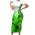Hawaii Short Sleeve Bodycon Dress Polynesian Shark Tattoo With Plumeria Green Gradient LT14 Long Dress Green - Polynesian Pride