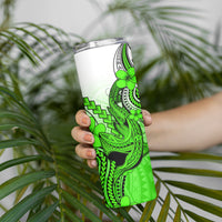 Hawaii Skinny Tumbler Polynesian Shark Tattoo With Plumeria Green Gradient