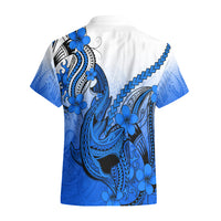 Hawaii Hawaiian Shirt Polynesian Shark Tattoo With Plumeria Blue Gradient LT14 - Polynesian Pride