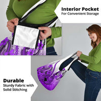 Purple Gradient Hawaii Grocery Bag Polynesian Shark Tattoo With Plumeria