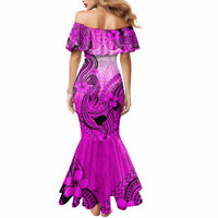 Hawaii Mermaid Dress Polynesian Shark Tattoo With Plumeria Pink Gradient LT14 - Polynesian Pride