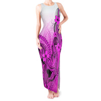 Hawaii Tank Maxi Dress Polynesian Shark Tattoo With Plumeria Pink Gradient LT14 Women Pink - Polynesian Pride