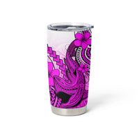 Hawaii Tumbler Cup Polynesian Shark Tattoo With Plumeria Pink Gradient