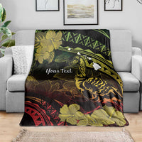Personalised Hawaii Nene Goose Blanket Hawaiian Map Hibiscus Polynesian Art - Reggae Gradient