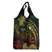 Personalised Hawaii Nene Goose Grocery Bag Hawaiian Map Hibiscus Polynesian Art - Reggae Gradient LT14 - Polynesian Pride