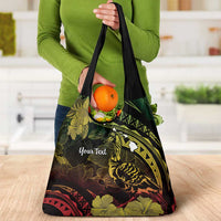 Personalised Hawaii Nene Goose Grocery Bag Hawaiian Map Hibiscus Polynesian Art - Reggae Gradient LT14 - Polynesian Pride